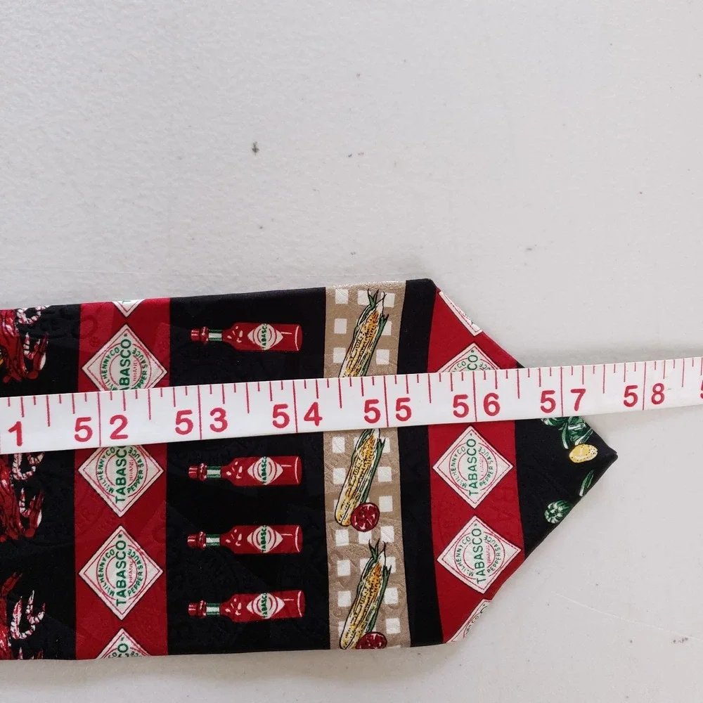 Tabasco Tie Novelty Food‎ Print Necktie Red Black Lobster Crab Pepper Menswear